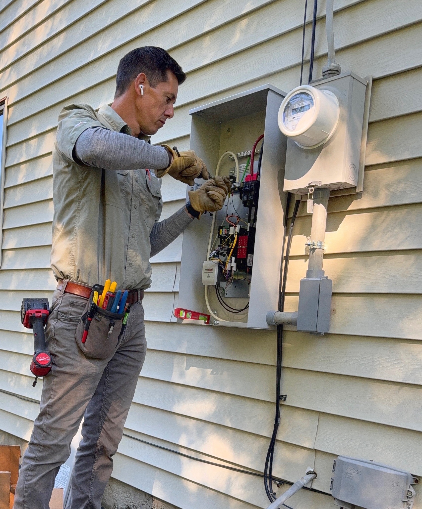 Kyle working on a residential transfer switch